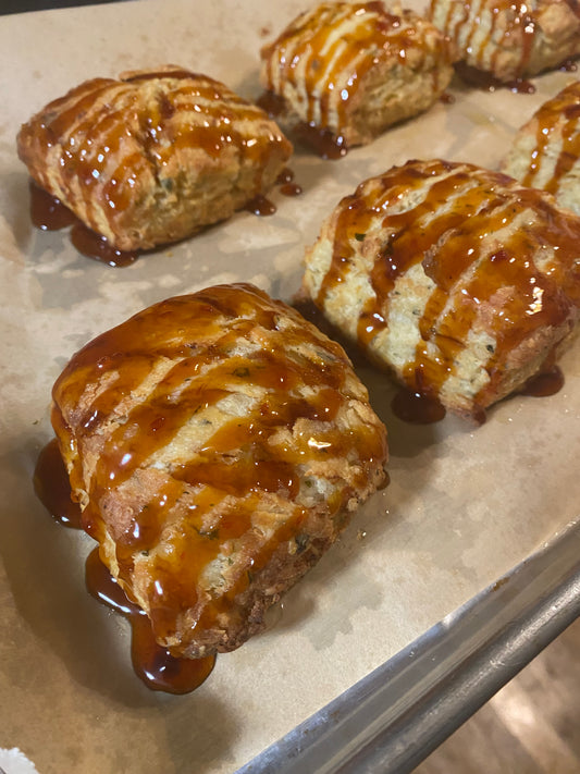 Hot Honey, Goat Cheese and Herb Scone